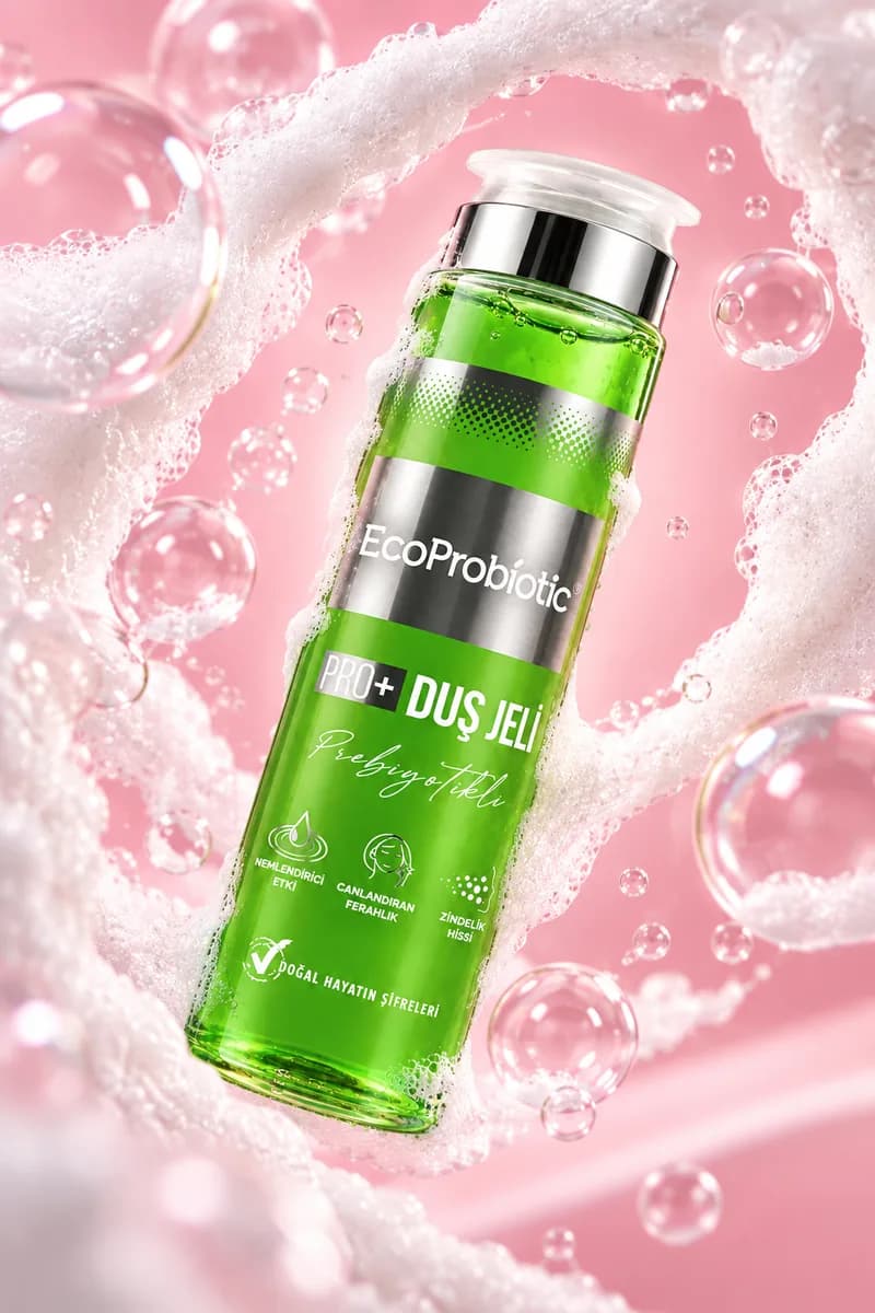 جل الاستحمام بالبريبيوتيك من EcoProbiotic بين الرغوة وفقاعات الماء